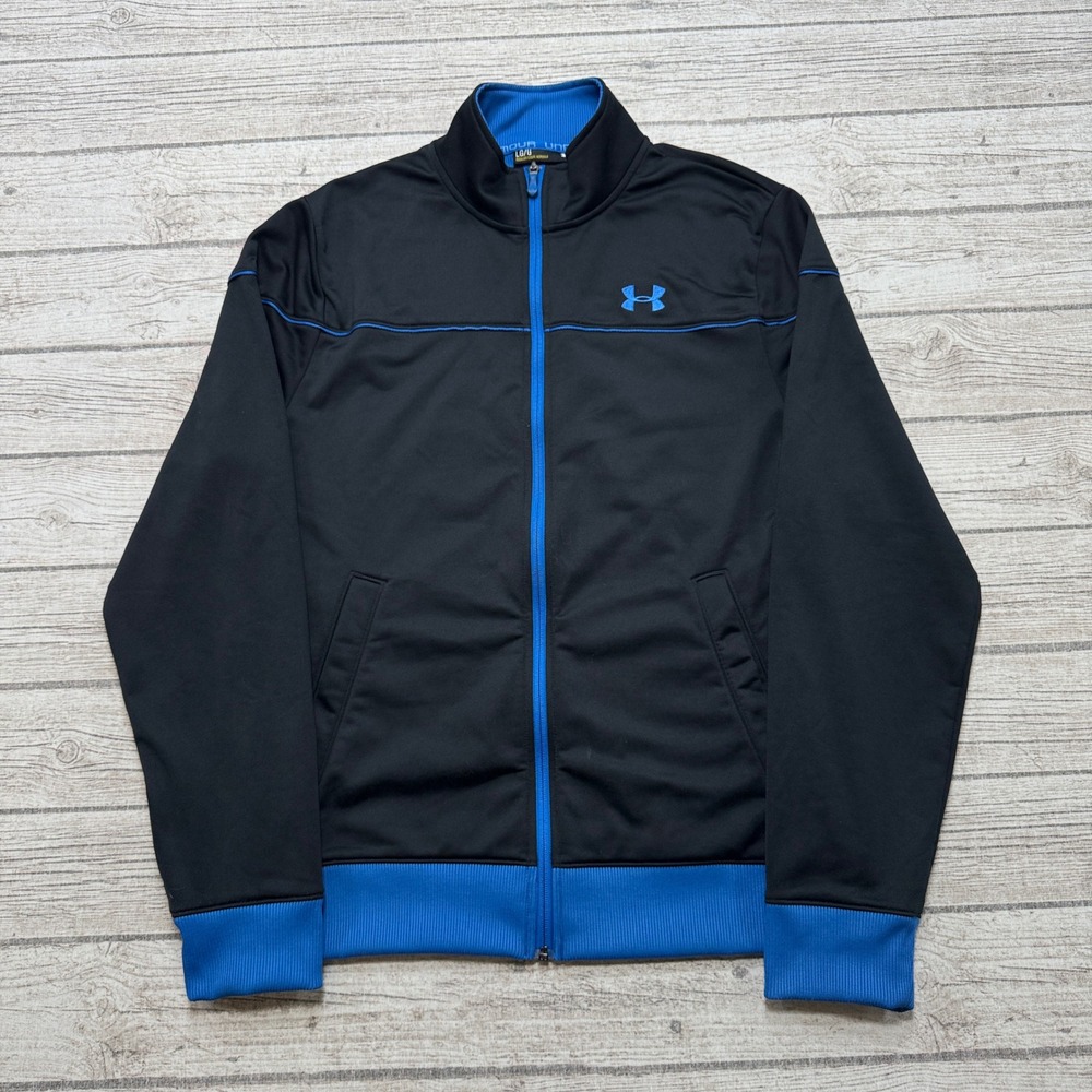 Under Armour Track Jacket Men's Large Black Athletic Activewear Training Workout